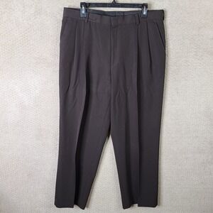 Vintage‎ Cintas Pants Mens 38R (36x30) Brown Wool Blend Pleated Dress Trouser